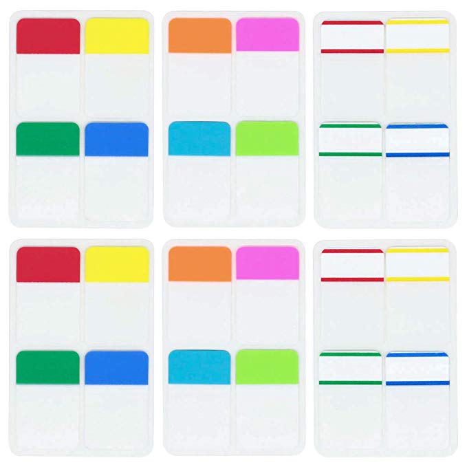 KIMCOME File Index Tabs 1 Inch Sticky Flags 480 Pcs, Colored Page Markers Self Adhesive, Repositionable Note Tabs for Documents, Books, Paper, Notebooks, Filing and Folders [24 Sets, 10 Colors]