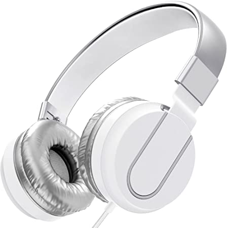 Delton Chroma Wired Headphones with Microphone, Wired On-Ear Headphones with in-Line Mic – 3.5MM Jack, Foldable, Lightweight for iOS and Android Smartphones, Laptops, PC, MP3 (Chroma Silver)