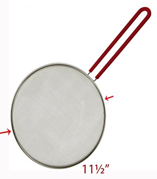 Stainless Steel Splatter Guard with Silicone Handle - Complete Corrosion Resistant Body - Superfine Mesh, 11"