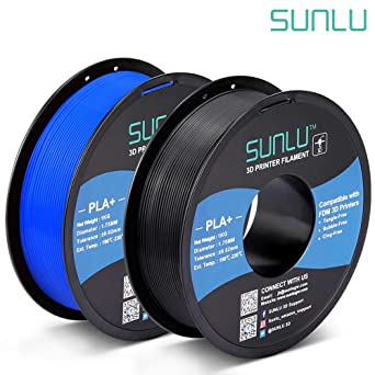 SUNLU PLA Plus 3D Filament 1.75mm for 3D Printer & 3D Pens, 2KG (4.4LBS) PLA  Filament Tolerance Accuracy  /- 0.02 mm, Black Blue