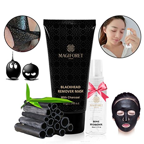 Magiforet Blackhead Peel Off Mask, Blackhead Remover Mask, Purifying Peel-off Mask Deep Cleansing Black Mask For Face Nose Acne Treatment Oil Control 60g Along with Rosewater Spray 30ml