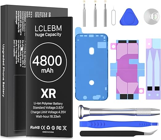 LCLEBM 4800mah Battery for iPhone XR, Li-ion Polymer Replacement Battery for iPhone XR Compatible with A1984/A2105/A2106/A210, Ultra High Capacity with Professional Tools