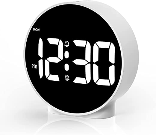 CHEREEKI Alarm Clock Digital Travel Alarm Clocks Bedside Battery Mains Powered Dual Loud Alarms for Heavy Sleepers LED Clock with Adjustable Brightness and Snooze Batteries Attached