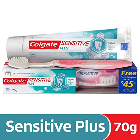 Colgate Sensitive Plus Anticavity Toothpaste - 70g with Free Toothbrush