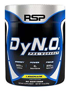 RSP Nutrition DyNO - Pre-Workout with Beta Alanine, Arginine and Alpha GPC for Energy, Power, Pump, Focus, All-Natural Colors & Flavors, Lemon Lime, 30 Servings