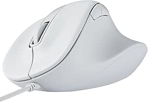 ELECOM Wired USB Ergonomic Shape Mouse, Silent Click, Right Hand, 2000DPI, 5 Buttons, Optocal Sensor, Compatible with PC, Mac, Laptop, EX-G, Lsize White (M-XGL30UBSKWH)