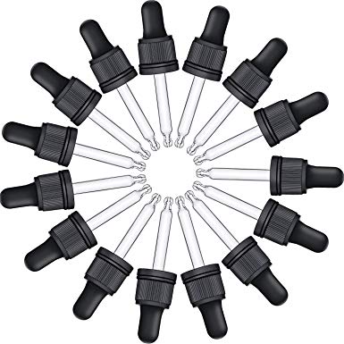 Leinuosen 15 Pack Glass Droppers Glass Eye Droppers Fits 15 ml (1/2 Ounce) Essential Oil Bottles