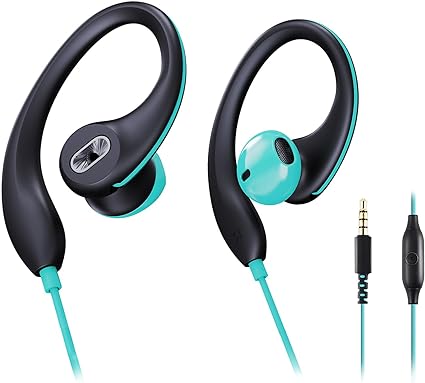 MUCRO Sport Earbuds Wired in-Ear Headphones with Over Ear Hook Earclip Running Earphones Wrap Around Ear Buds Compatible with Smartphone Laptop Tablet MP3-3.5mm Jack