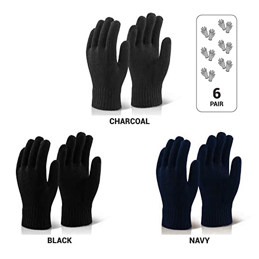 Le Gear Seamless Knitted Gloves for Protection from Sun, Dust, Pollution (6 Pair Pack)
