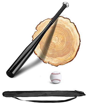 PLUSINNO 28 Inch Wooden/Aluminium Baseball Bat with Baseball