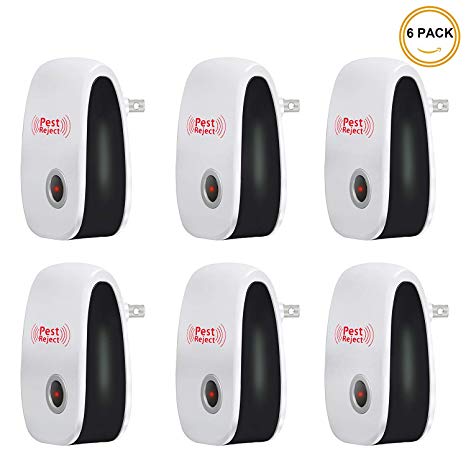 Ultrasonic Pest Repeller, Pest Repeller Plug-in Electronic Home Pest Control Repellent for Cockroach, Mice, Roaches, Bugs, Flies, Fleas, Ants, Spiders and Mosquitoes 6 Pack [2019 Upgraded]