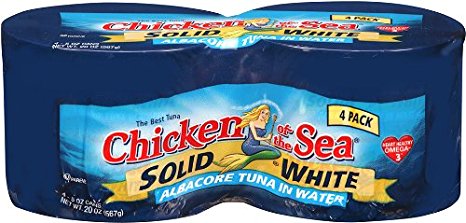 Chicken of the Sea White Albacore Tuna in Water, Solid, 5 Ounce Cans (Pack of 4)