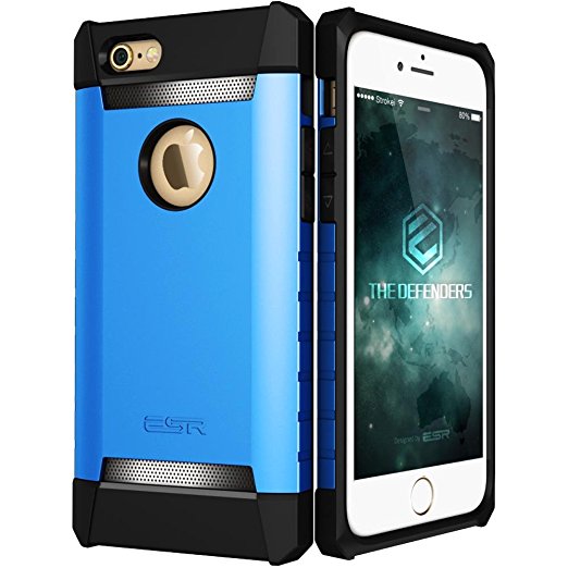 iPhone 6 Plus/6s Plus Case, ESR Three Layer Heavy Duty Shockproof Case [Free Screen Protector] [Metal Design] [Matte Silicone Back   Thickened TPU Bumper] for iPhone 6 Plus/6s Plus 5.5"-Blue