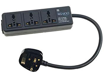 Regvolt Universal 3-outlet Power Strip for 110v-250v Worldwide World Wide Travel with Surge 13 Amps (UK Cord - 3 outlet)
