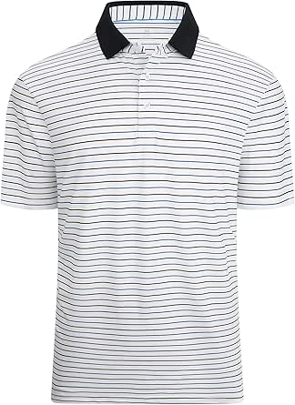 Alex Vando Mens Striped Golf Shirt Moisture Wicking Quick-Dry Sports Polo Shirts