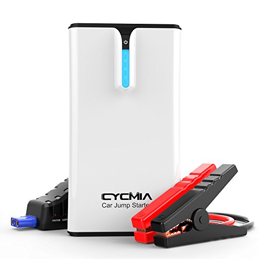 CYCMIA 800A Peak Portable Car Jump Starter 15000mAh Battery Booster (Up to 7.2L Gas or 5.5 Diesel Engines) Power Bank TYPE-C/QC3.0 Charger Phone/Tablet with LED Flashlight SOS (white)
