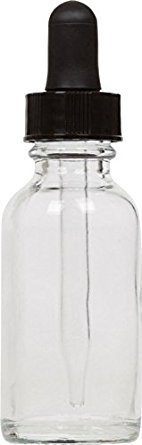 1 oz Clear Glass Boston Round Bottle w/ Black Glass Dropper Pack of 6