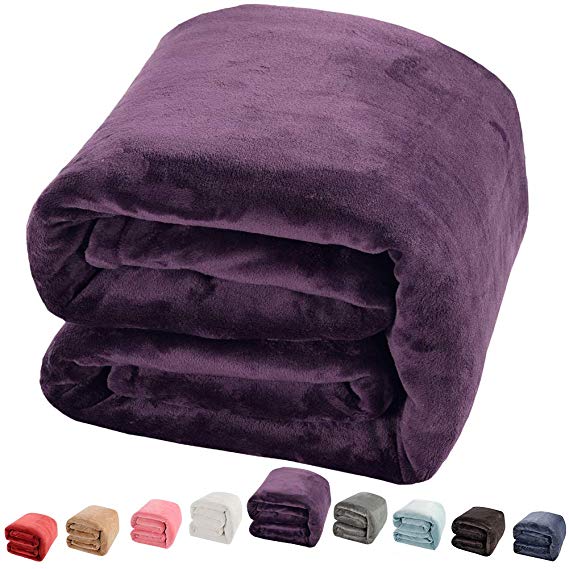 Shilucheng Luxury Fleece Blanket Super Soft and Warm Fuzzy Plush Lightweight Queen Couch Bed Blankets - Purple