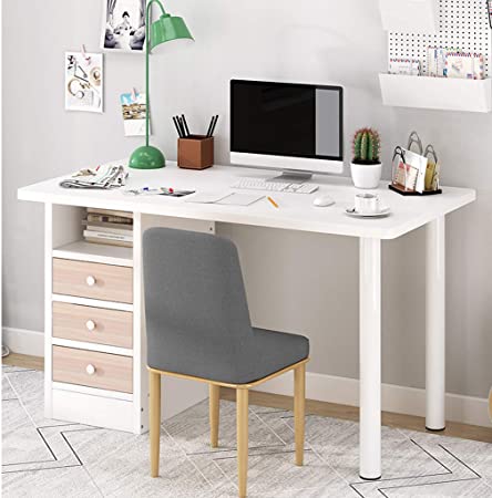 Home Office Workstation Desk, Computer Laptop Desk Study Table with Drawers for Dressing Table, Living Room, Bedroom, Study, Etc (White)