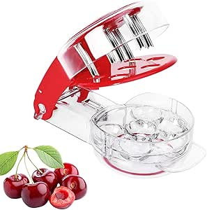 Cherry Pitter Tool Pit Remover, Olive Pitter Tool Pit Remover Quick Push Pull 6 Hole Seed, Portable Cherry Core Remover - Quick Release Multi Cherry Pitter Tool for Kitchen, Cake Shop, Fruit Salad