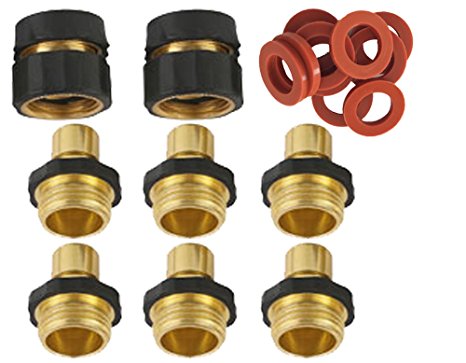 3/4" Aluminum Garden Hose Quick Connector Value Pack (6Male 2Female 10Washer)