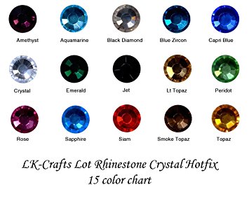 LK-CRAFTS Wholesale Lot 2160cs Flatback Hotfix Rhinestone Embellishment #2028 ss20 ~5mm 15 Colors with storage box.