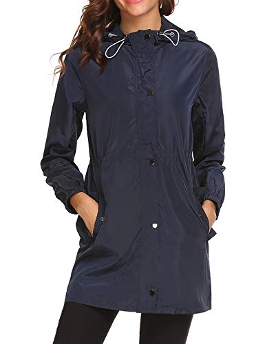 Miageek Women Hooded Raincoat Active Outdoor Lightweight Packable Rain Jacket With Pockets