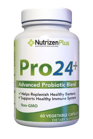 Pro24 Probiotic High Concentration Easy to Swallow 60 Non-GMO Vegi Capsules Supports a Healthy Digestive System 100 Money Back Guarantee
