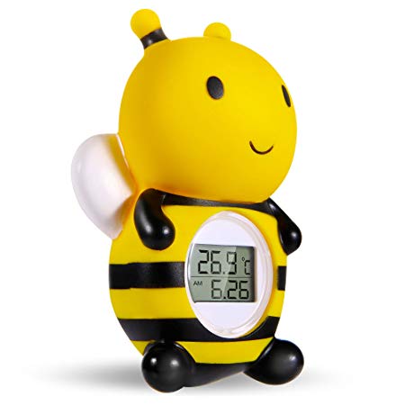 Baby Thermometer, Infant Bath Floating Toys with Sound and Light Prompt, Room Temperature Sensor, Soft ABS Material and IP67 Waterproof, LR44 Battery Powered, for Mother Beginner(Bee)