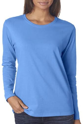 Misses heavy cotton long sleeve t-shirt. (Carolina Blue)