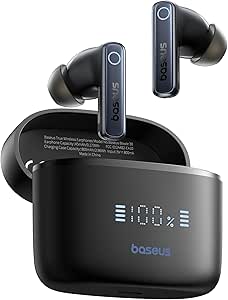 Baseus Hybrid Active Noise Cancelling Wireless Earbuds, Immersive Heavy Bass Sound -50dB, 6 Mics AI ENC Calls, 65H Playtime, Multipoint Connection, Waterproof, Bluetooth 5.3, App Customized-Bowie 30