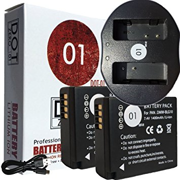 2x DOT-01 Brand Panasonic GX85 Batteries and Dual Slot USB Charger for Panasonic GX85 Camera and Panasonic GX85 Battery and Charger Bundle for Panasonic BLG10 DMW-BLG10