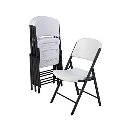 Lifetime 42804 Classic Commercial Grade Folding Chair, White Granite, 4 Pack