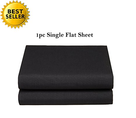 Elegant Comfort® Luxury Ultra Soft Single Flat Sheet High Quality Special Treatment Construction Queen, Black