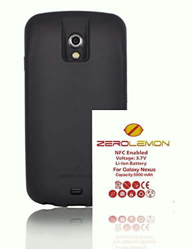 ZeroLemon Samsung Galaxy Nexus 5900mAhBlack Full Edge Wrap TPU Case with 180 days Zero Lemon Guarantee Warranty (Compatible with Verizon SCH-i515 / Sprint SPH-L700 ONLY) **WORLD'S HIGHEST CAPACITY GALAXY NEXUS BATTERY** (ZL-i515-black-5900)