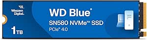 WD Blue SN580, 1 TB, M.2 2280 fino a 4150 MB/s, Include Acronis True Image per Western Digital, clonazione e migrazione del disco, backup completo e ripristino rapido, protezione da ransomware