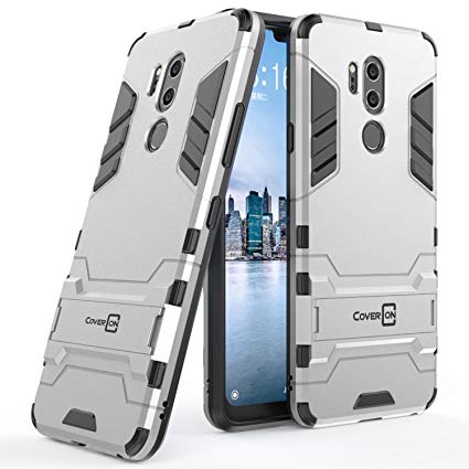 CoverON Shadow Armor Series LG G7 ThinQ Case with Kickstand Protective Hybrid Phone Cover in a Matte Finish - Silver