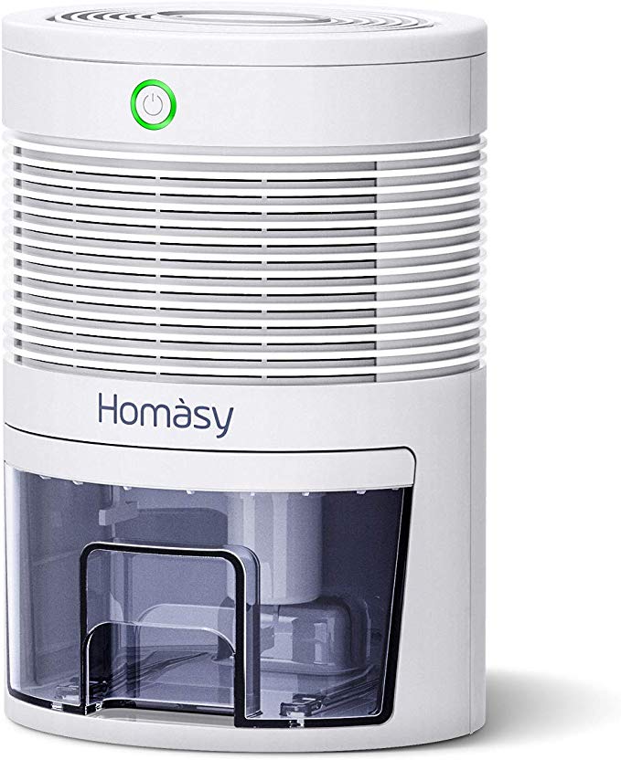 Homasy Mini Dehumidifier, 2200 Cubic Feet (220 sq ft) Compact and Portable 600ml (19 oz) Capacity Quiet Auto Off for Home, Kitchen, Bedroom, Bathroom, Basement, Caravan, Office, RV, Garage