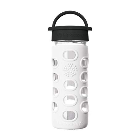 Lifefactory 12-Ounce BPA-Free Glass Water Bottle with Classic Cap and Silicone Sleeve, Optic White