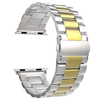 Valuebuybuy Stainless Steel Metal Clasp Buckle Wrist Strap Apple Watch - Silver&Gold/38mm
