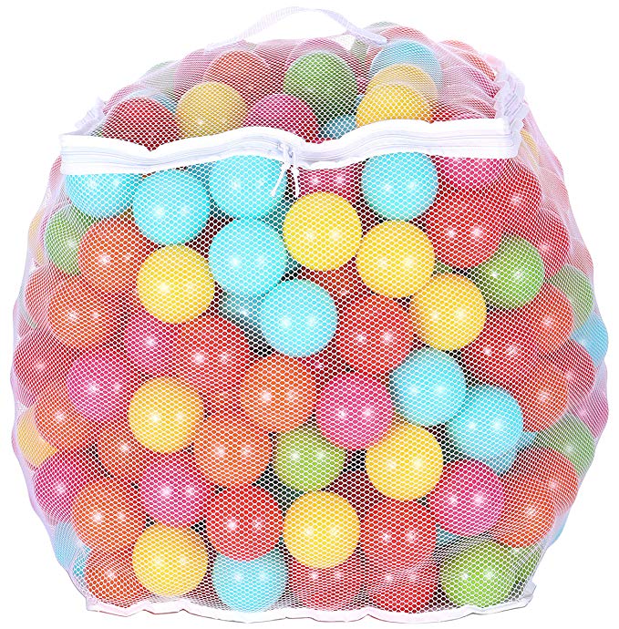 BalanceFrom 2.5-Inch Phthalate Free BPA Free Non-Toxic Crush Proof Play Balls Pit Balls- 6 Bright Colors in Reusable and Durable Storage Mesh Bag with Zipper