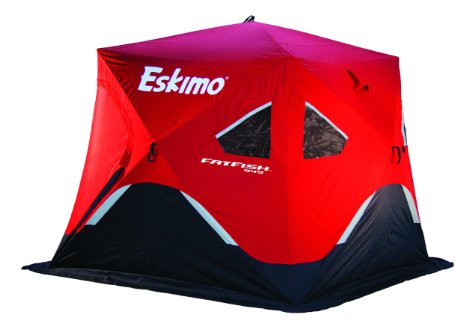 Eskimo FF949 FatFish 3-4 Person Pop Up Portable Ice Shelter, Red/Black