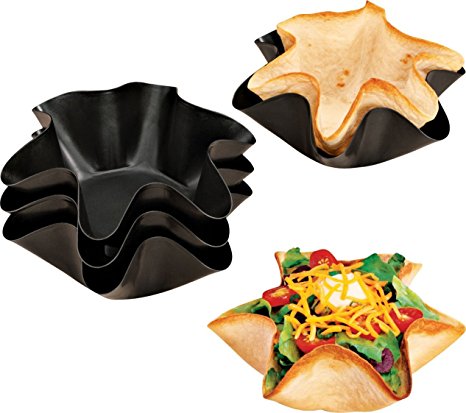 Miles Kimball Nonstick Taco Fluted Dishes - Set Of 4 - 2 1/2"H x 6 1/4"dia