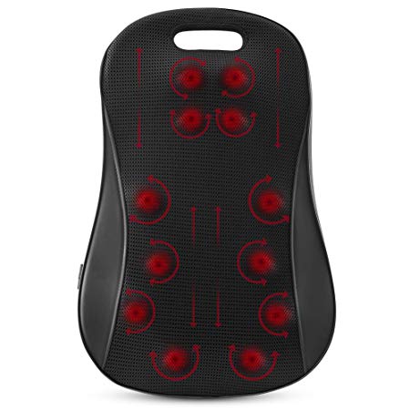 Full Back Heat Massager with Shiatsu Deep-Kneading Massage Nodes and Heat to Soothe Tension, Tired and Aching Muscles, Full Body Pain Relieve Perfect for Office, Home and Car Massager