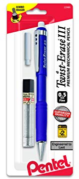 Pentel Twist-Erase III Mechanical Pencil with Lead and Eraser Refills (QE515LEBP)