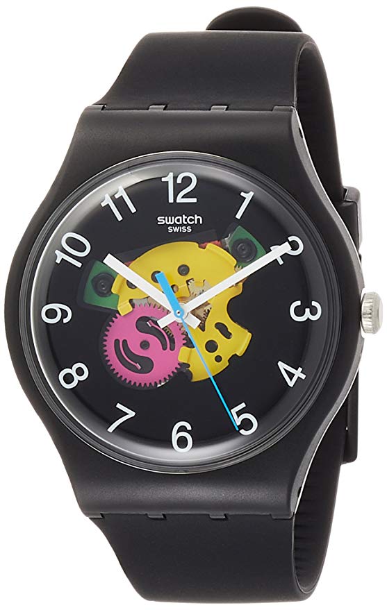 Swatch Patchwork 41mm Case Multicoloured Openwork Dial Matte Black Mens Watch