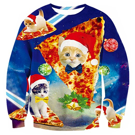 Uideazone Unsiex 3D Digital Printed Ugly Christmas Pullover Sweatshirts Graphic Long Sleeve Shirts