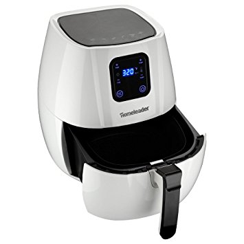 Homeleader Air fryer with Digital LED Touch Screen Technology, 2.65 QT Multi-Cooker, Timer and Temperature Control to 400°F, Little to NO OIL, Rapid Air Circulation System, White, K58-017