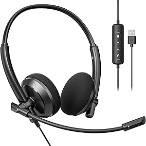 acer USB Headset with Microphone for PC - Noise-Cancelling, High-Clarity, Durable Wired Headset with Mic for Office, Remote Work & Call Centers - Comfortable Design for Long Wear