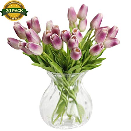 XHSP 30 pcs Real-touch Artificial Tulip Flowers Home Wedding Party Decor